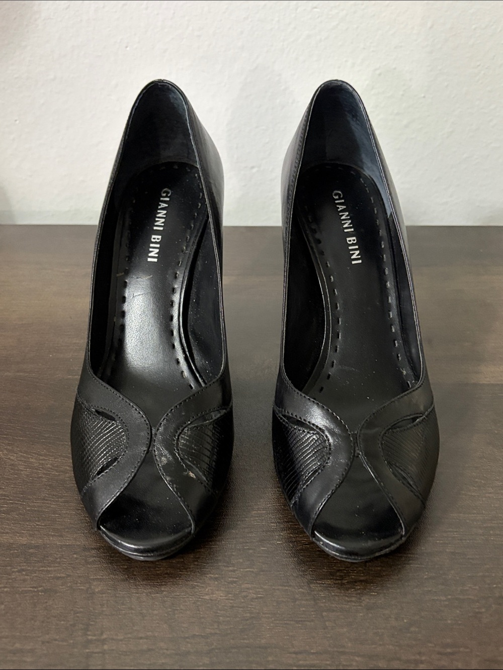 Gianni Bini Black Peep-Toe Heels | Size 7